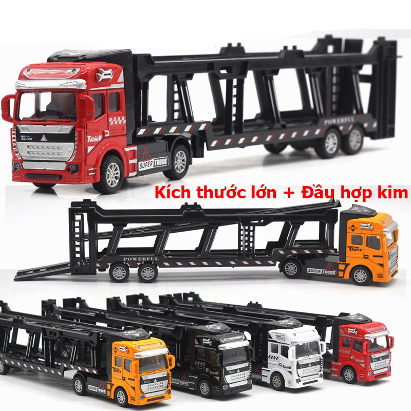 Đồ chơi xe mô hình đầu kéo container chở xe ô tô KAVY đầu hợp kim có thể tháo rời tỷ lệ 1:48 - nhiều màu