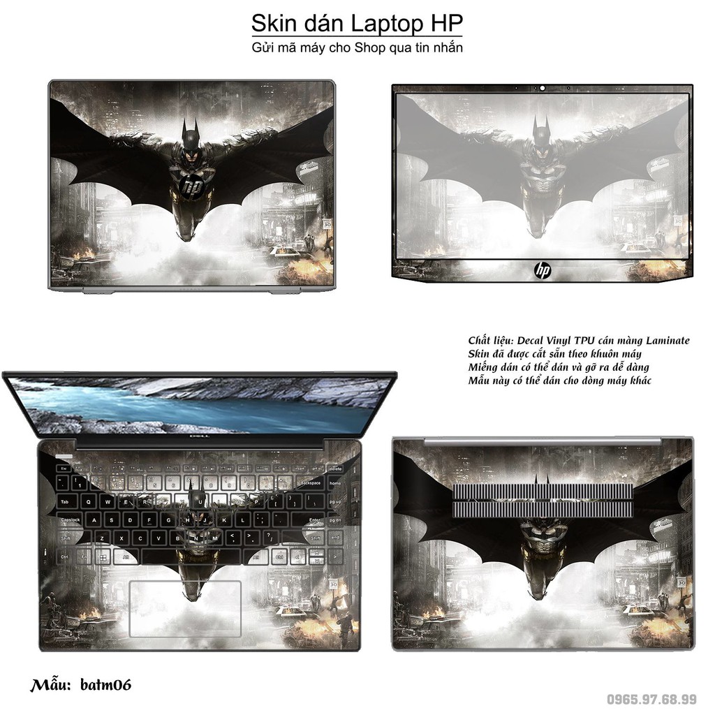 Skin dán Laptop HP in hình Người dơi (inbox mã máy cho Shop)