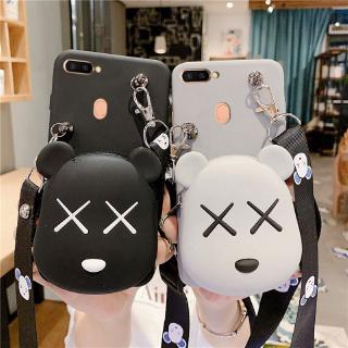 Ốp điện thoại gắn túi hình chú gấu bảo vệ cho Oppo F1S/A59 F3/A77 F3 Lite F3 Plus F1 Plus F5 F5 Youth F9 F11 F11 Pro