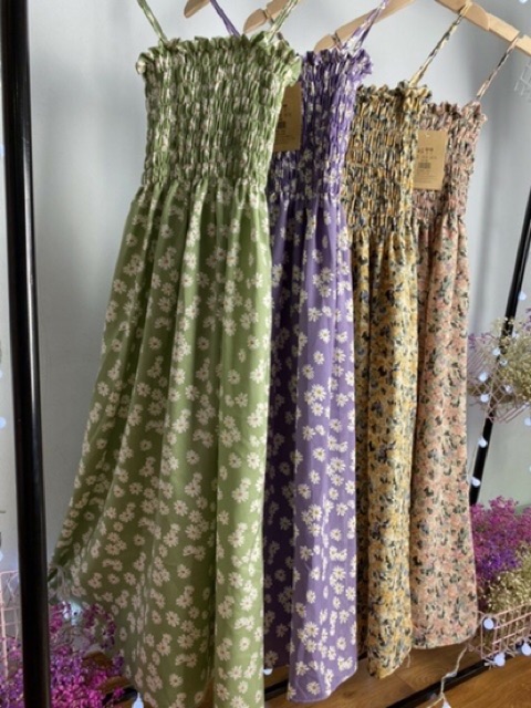 Váy 2 dây hoa cúc nhí chun ngực nhiều màu điệu đà | BigBuy360 - bigbuy360.vn