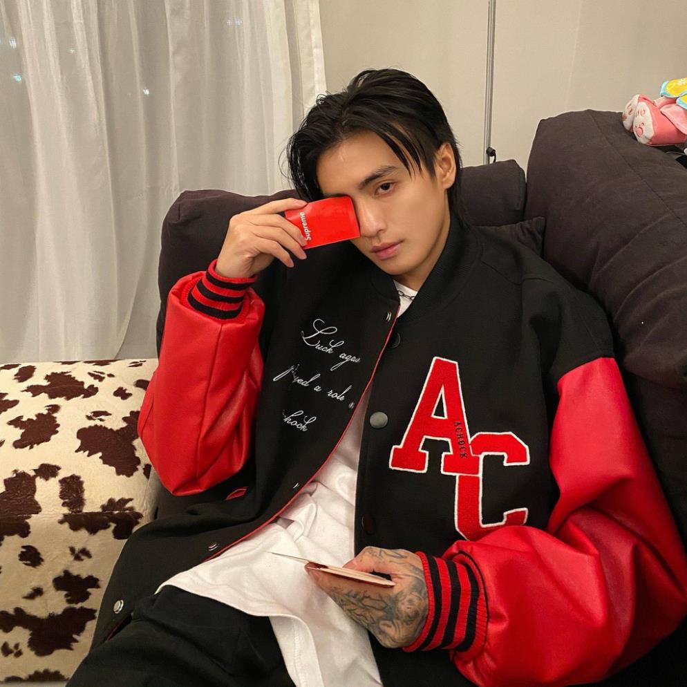 {HÌNH THẬT} Áo bóng chày, Varsity thiết kế {FREE SHIP} chất da cao cấp , tay 2 màu đỏ, đen . [order]