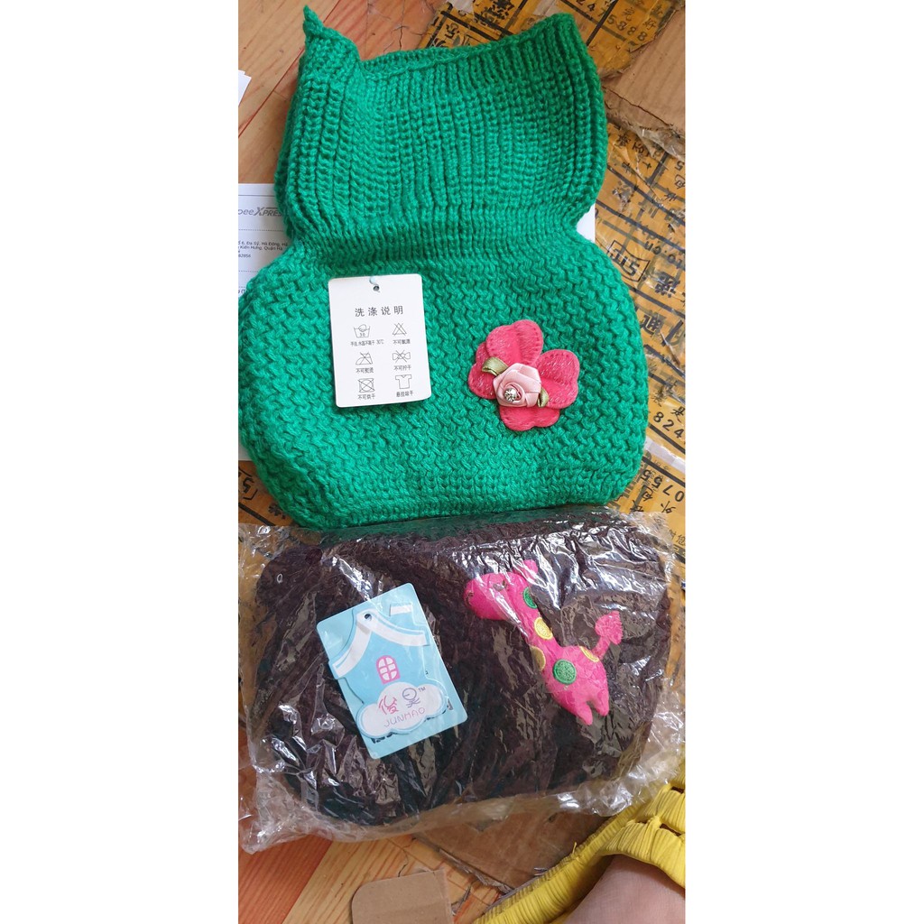 Khăn len ống bông hoa giữ ấm cho bé gái từ 6 tháng trở lên (ảnh thật)