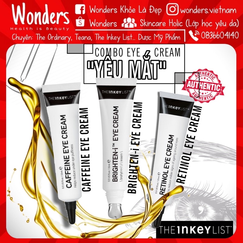 Kem dưỡng mắt The INKEY List Brighten-i Retinol Caffein Eye Cream 15ml (Bill US)