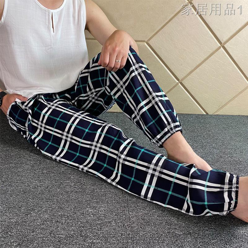 ✲▽Quần tây nam rayon mùa hè, cotton lụa, âu mặc nhà, đi biển du lịch Thái Lan, đồ ngủ rộng và phóng to, mỏng1