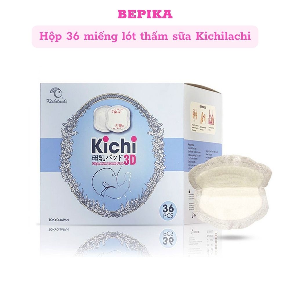 Hộp 36 miếng lót thấm sữa Kichilachi 3D dạng tổ ong thấm hút nhanh cho mẹ