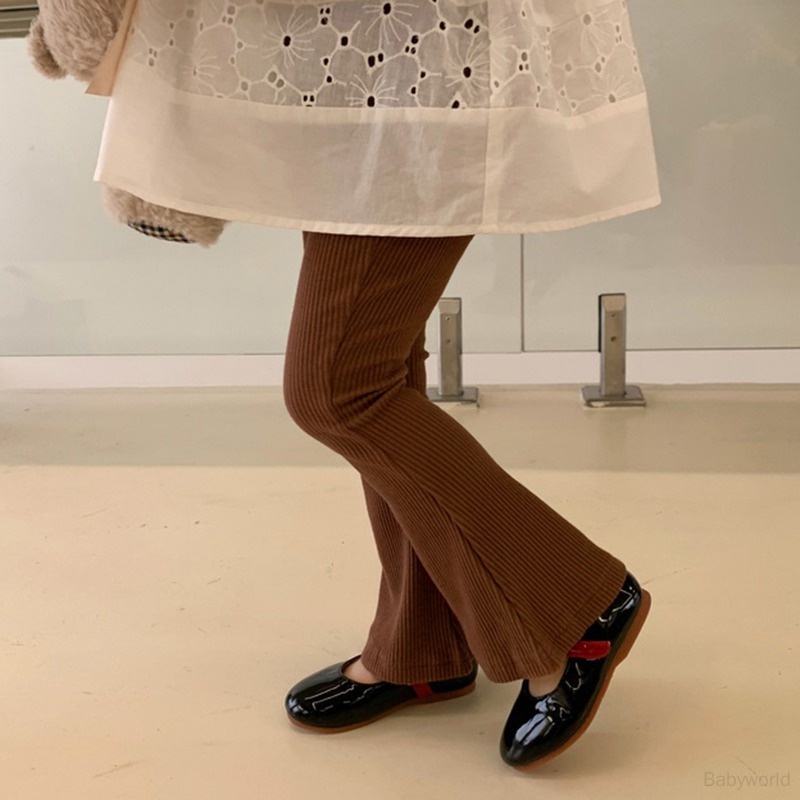 Quần Legging Lưng Cao Ống Loe Màu Sắc Đơn Giản Phong Cách Hàn Quốc Cho Bé Gái