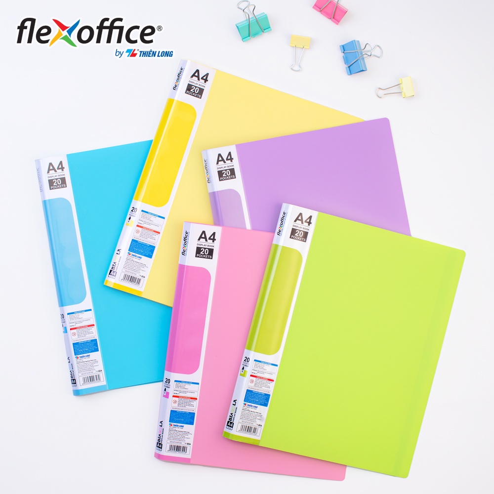 Bìa hồ sơ màu Pastel 20 lá nhựa PP Thiên Long Flexoffice FO-DB007/NĐ