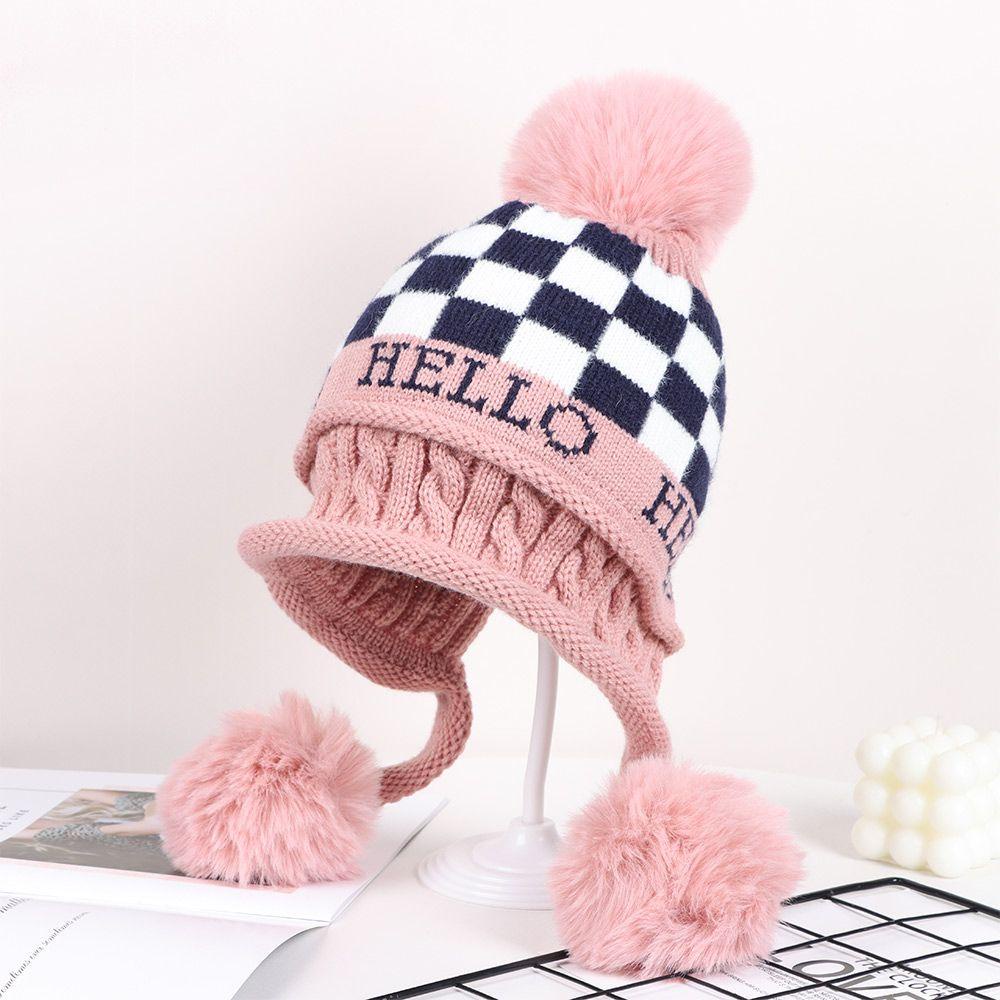 Bộ Mũ Len Dệt Kim Trùm Tai + Khăn Choàng Cổ + Bóng Lông Thời Trang Mùa Đông Cho Nữ