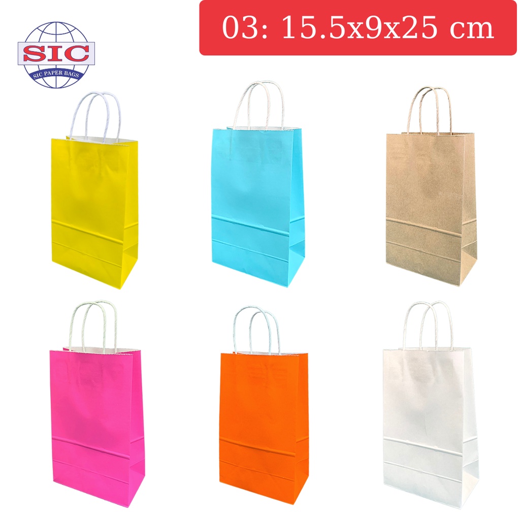 Túi giấy Kraft Nhật Bản in màu đựng quà tặng 03: 15.5x9x25 cm có quai