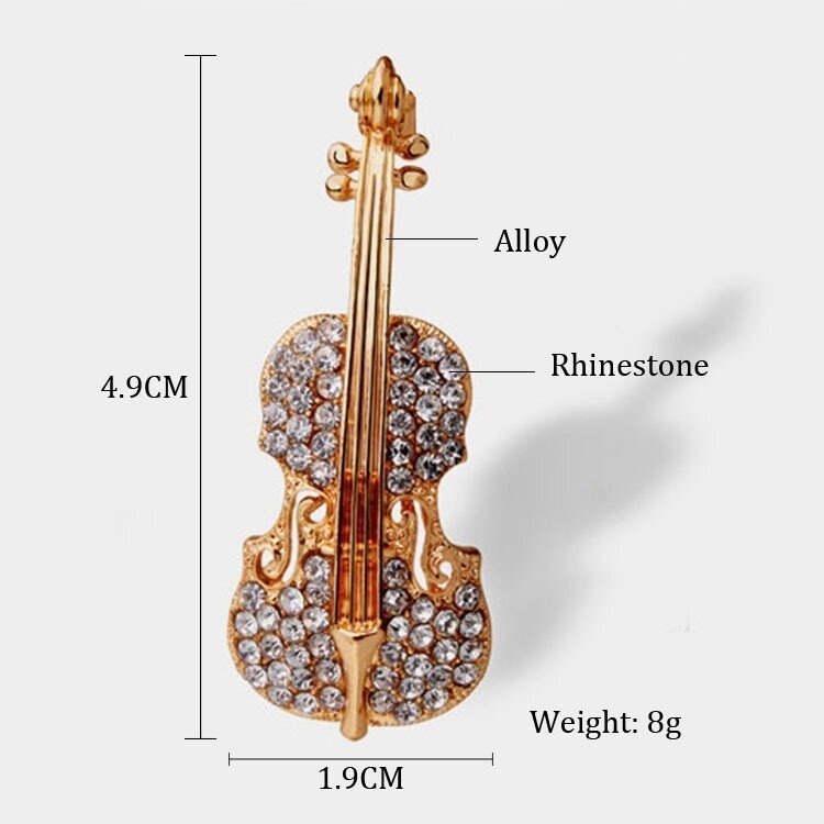 Ghim Cài Áo Hình Đàn Violin Đính Đá Nhân Tạo Thời Trang