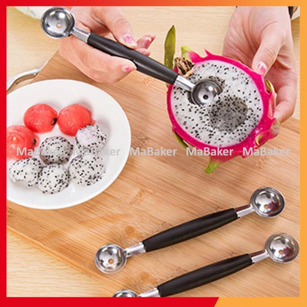 Muỗng múc trái cây, kem,... bằng inox hai đầu đa năng, tiện lợi, dễ dàng sử dụng - MaBaker