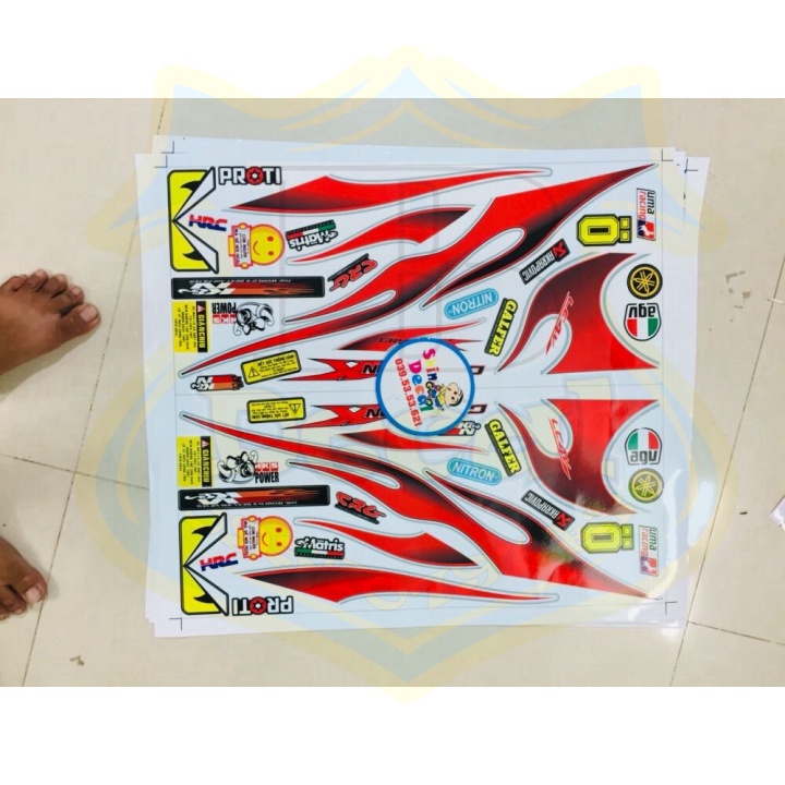 ( Quí khách vui lòng mang ra tiệm cho thợ dán ) Tem exciter 2010 lửa trắng xanh ngọc