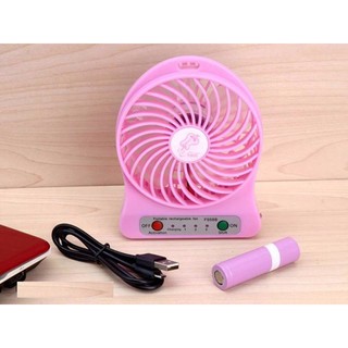 Quạt mini siêu tốc 3 tốc độ loại tốt tặng pin sạc