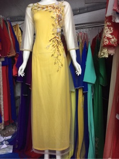 Áo dài mẹ von lưới 4 tà