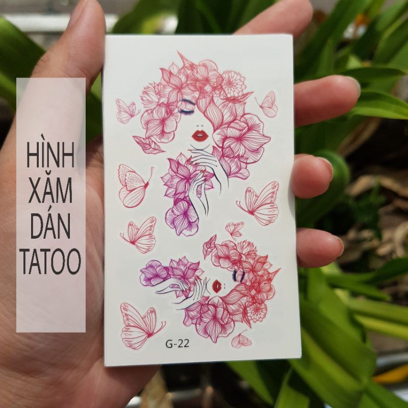 Hình xăm nghệ thuật cô gái g22. Xăm dán tatoo mini tạm thời, size &lt;10x6cm