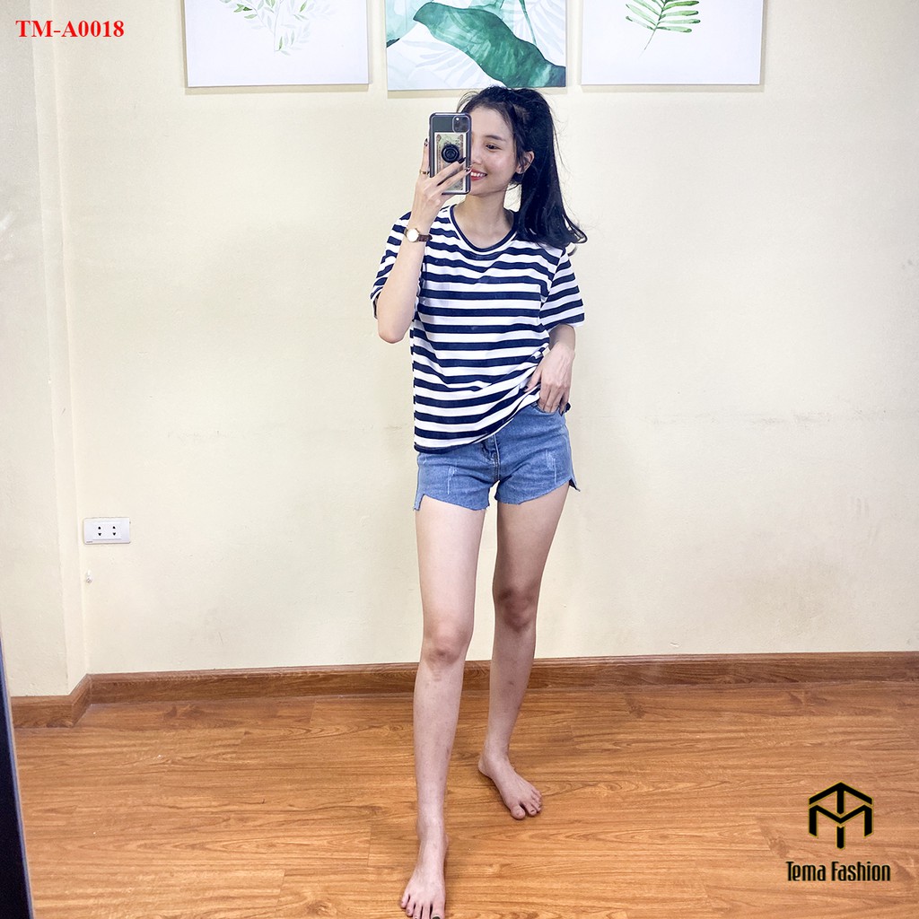 Áo thun nữ TEMA - Áo phông nữ kẻ ngang chất cotton cổ tròn siêu xinh | BigBuy360 - bigbuy360.vn