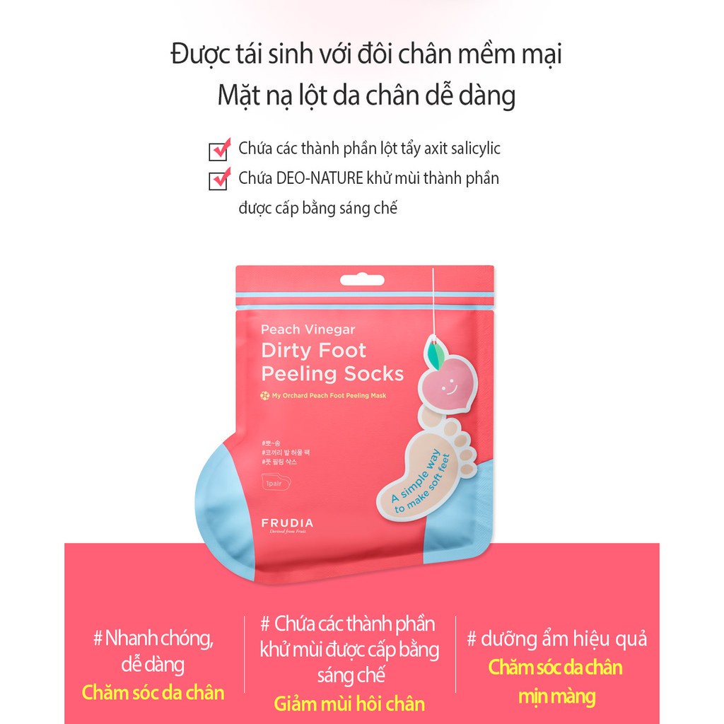 [Tặng 88k]Mặt Nạ Chân Tẩy Tế Bào Chết Hương Đào Frudia My Orchard Peach Foot Peeling Mask 40g x 1pcs