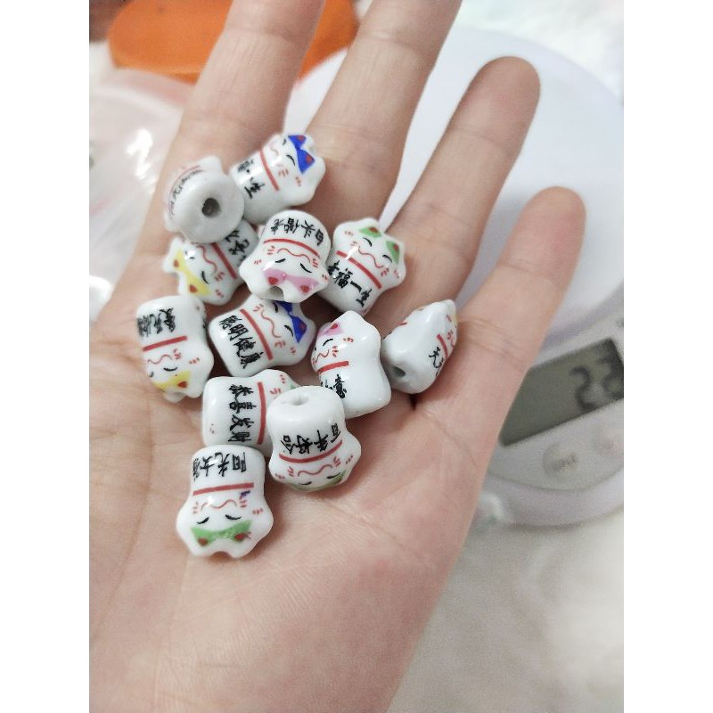 3 Mèo gốm thần tài may mắn làm vòng