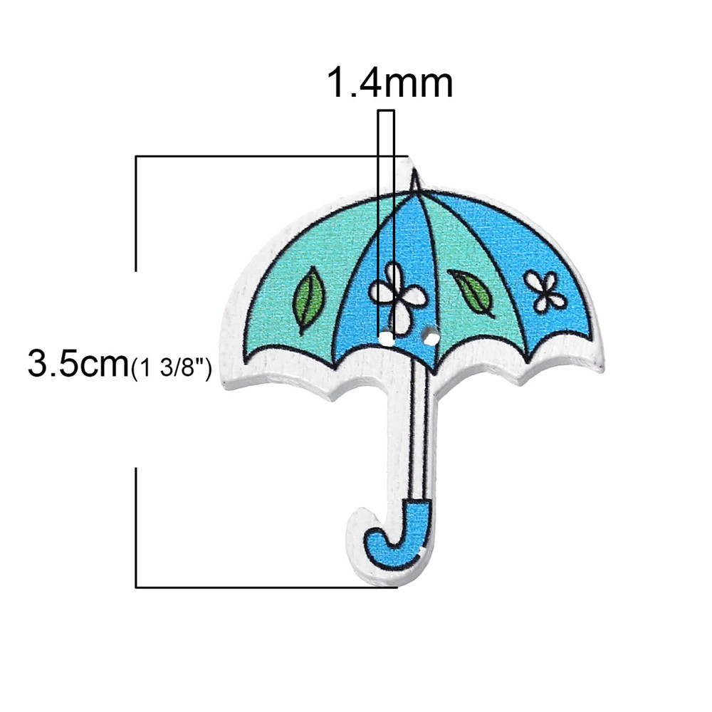 Bộ 50 cúc áo gỗ 2 lỗ hình cây dù độc đáo