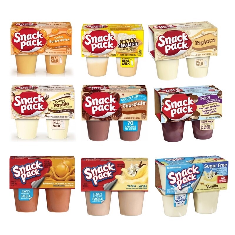 Tách lẻ Váng sữa Snack Pack Pudding các vị Vani/ Vani không đường/ Socola/ Kem Chuối/ Kẹo bơ