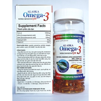 OMEGA 3 ALASKA WITH COENZYM Q10 - VIÊN DẦU CÁ 100 VIÊN