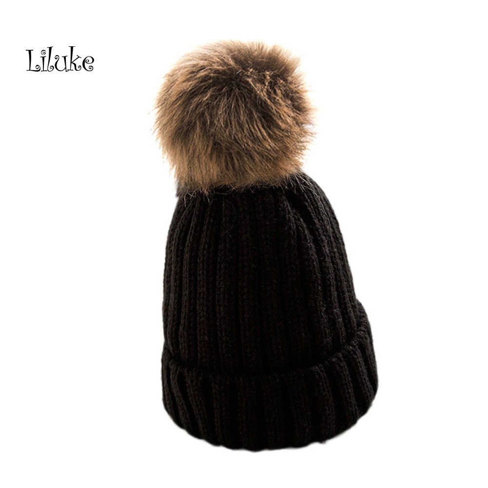 Mũ Len Beanie Dệt Kim Dày Dặn Màu Trơn Giữ Ấm Mùa Đông Cho Nữ