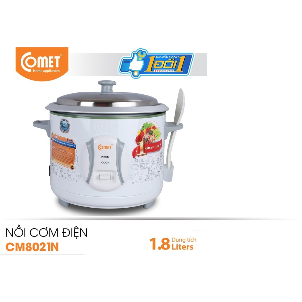 Combo Nồi cơm điện nắp rời 1.8L và chảo chống dính COMET - CM8021 & CH11-26