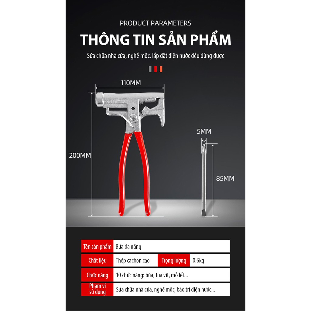 Búa trợ lực đóng đinh đa năng 10in1 - Home and Garden