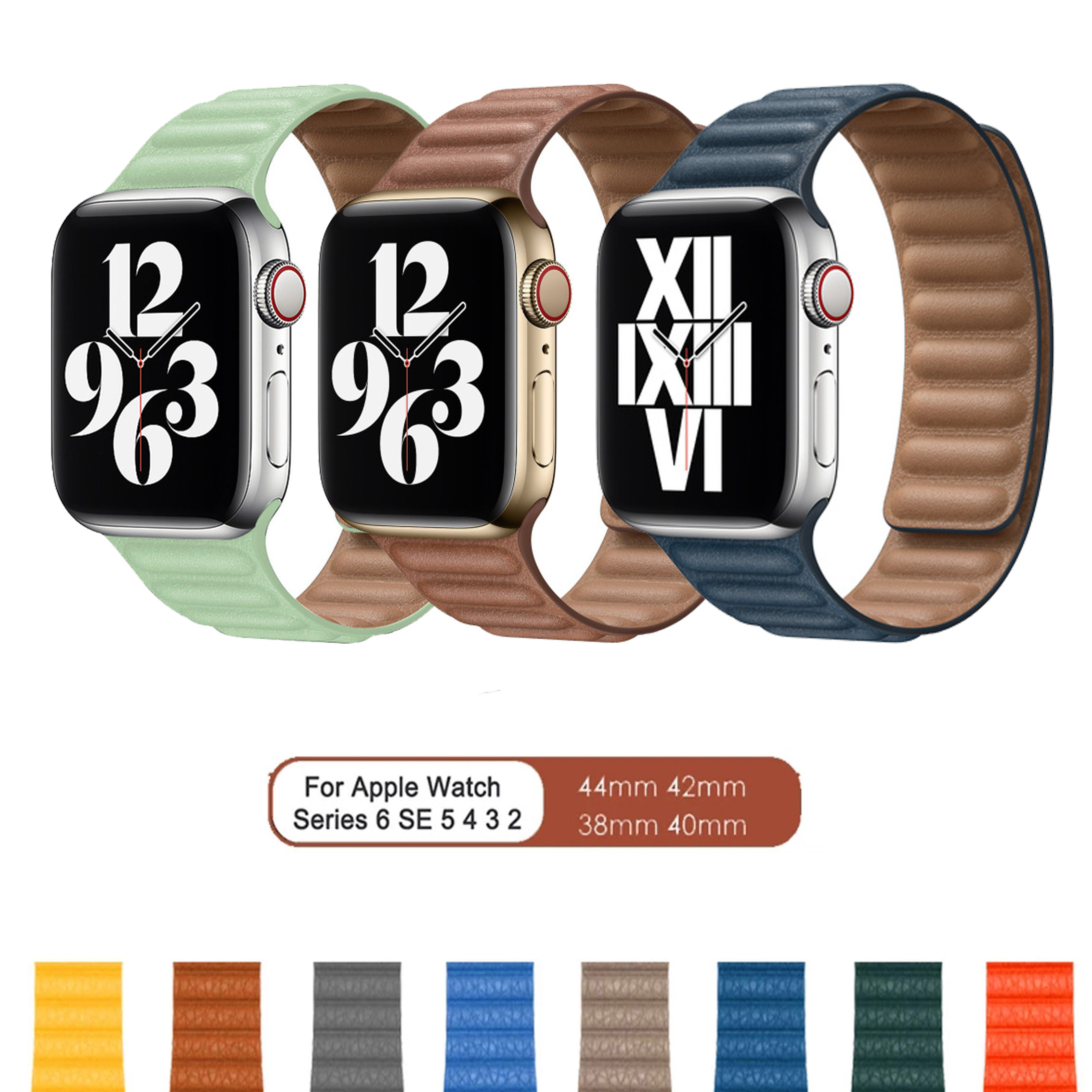 Dây Đeo Bằng Da Có Khóa Nam Châm Cho Đồng Hồ Thông Minh Apple Watch 44mm 40mm 38mm 42mm Se Seits 6 Se 5 4 3 2 1