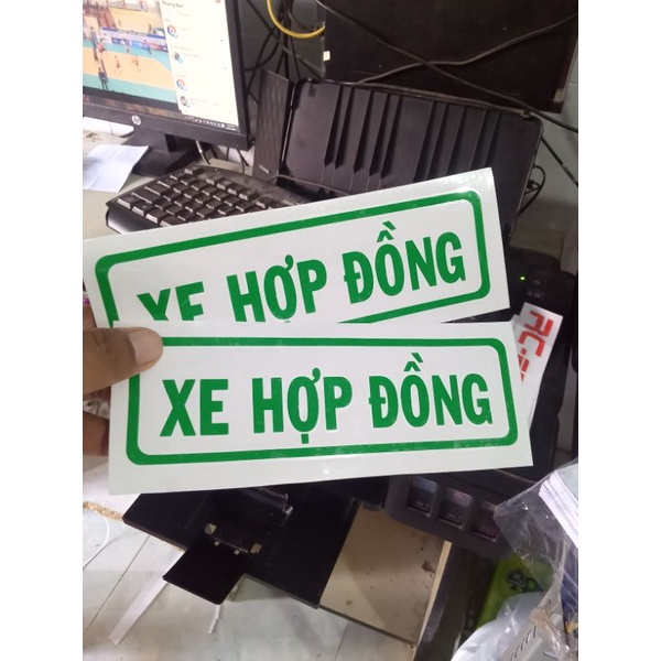 Decal tem dán xe ô tô  chữ " XE HỢP ĐỒNG "