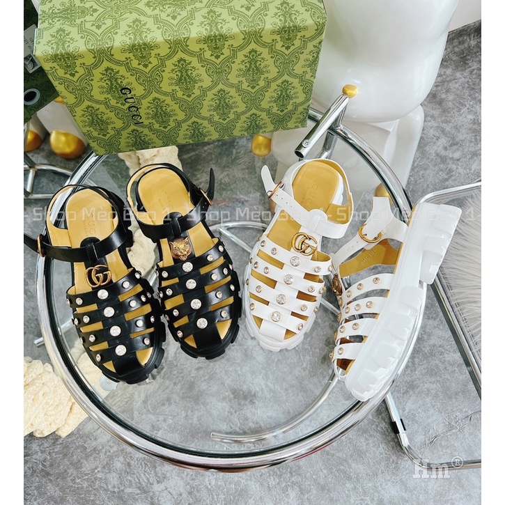 Sandal gc giọ đá tag đồng gót cao fullbox
