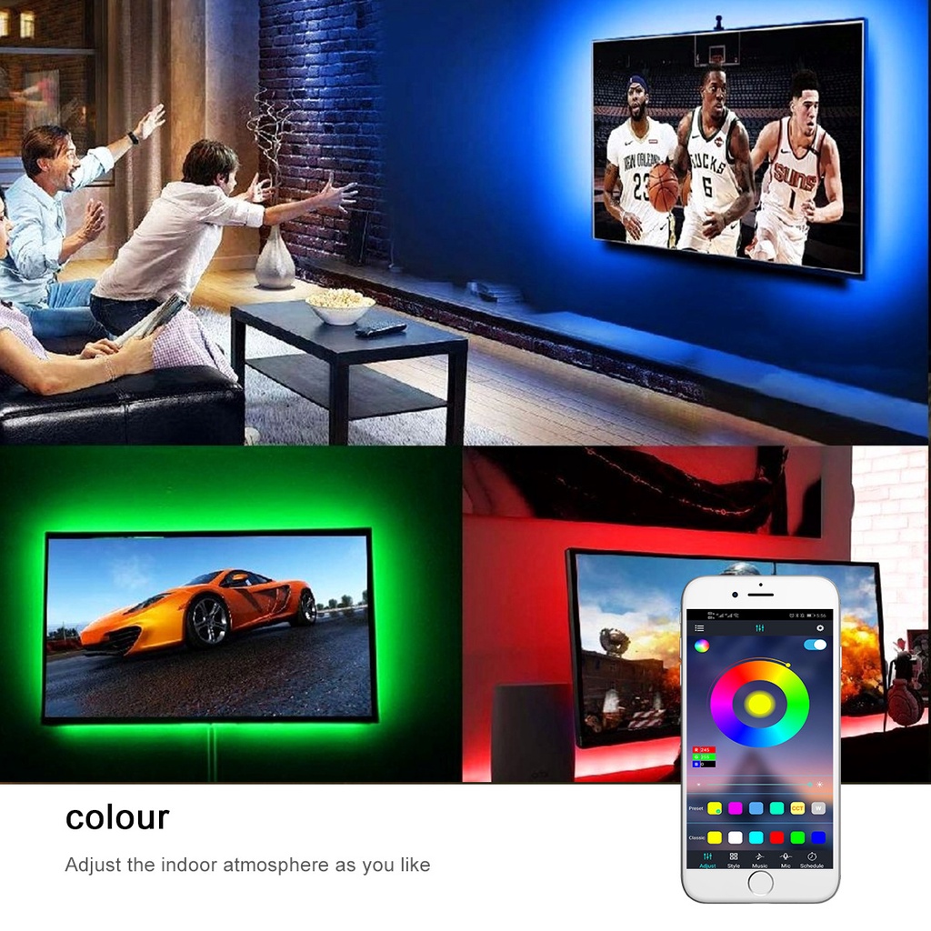 Dây đèn LED 60 bóng 2835 USB 5V SMD2835 chiều dài 1M/2M/3M/4M/5M mềm dẻo dùng trang trí nhà cửa/ phông nền TV DIY