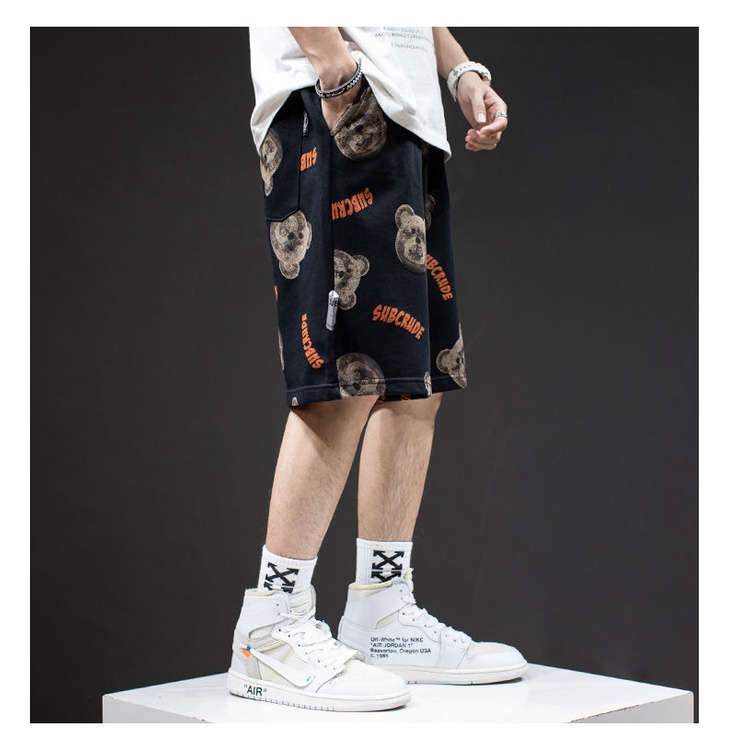 Cubs full of print sports shorts men's ins hip-hop summer loose-fitting student couple five-point pants