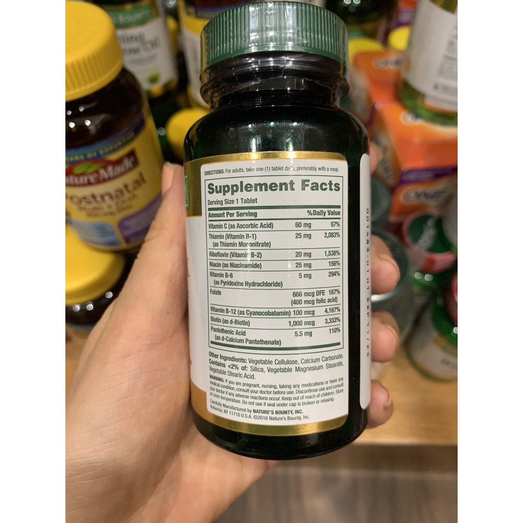 Vitamin B tổng hợp NATURE'S BOUNTY - Tăng cường năng lượng, hỗ trợ miễn dịch, đẹp da tóc móng - 150 viên