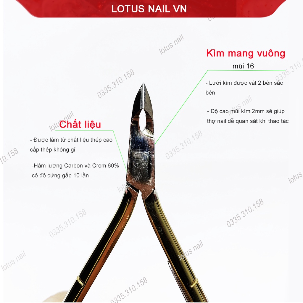 Kìm nhặt da, kềm cắt da Lotus Pro mang vuông mũi 16