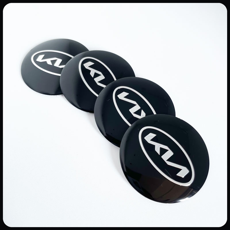 Bộ 4 Miếng Dán Trang Trí Trục Bánh Xe Hơi 56mm In Logo Kia KN K5 K3 KX1 Sorento Sportage Rio Soul