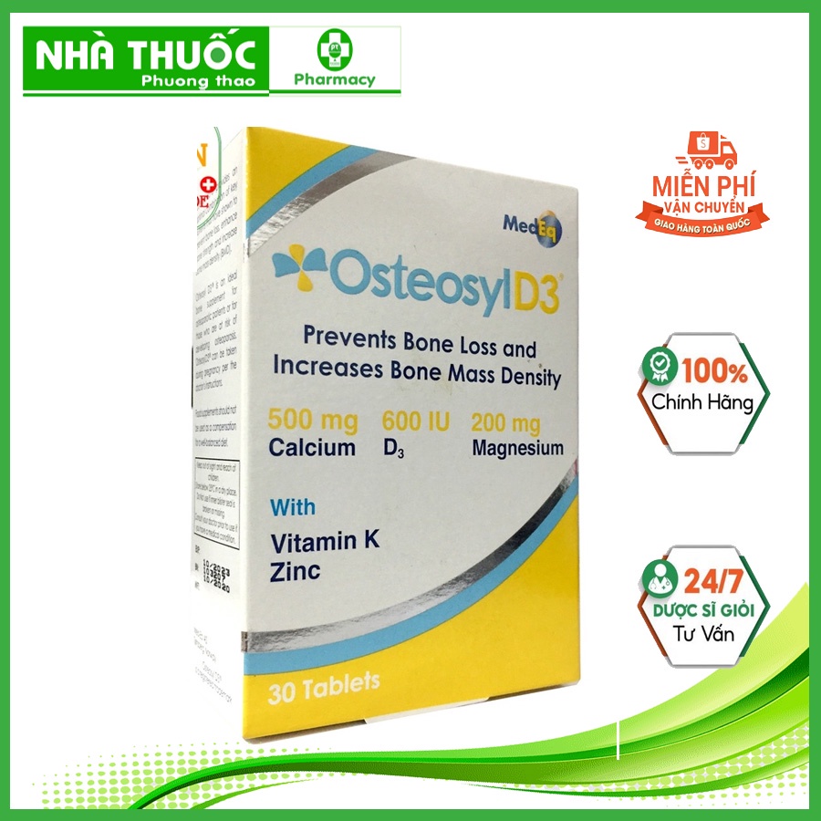 Viên uống bổ sung Canxi D3 Magie Kẽm OSTEOSYL D3 giúp xương răng chắc khỏe 30 viên | Nhập khẩu chính hãng Vương quốc Anh
