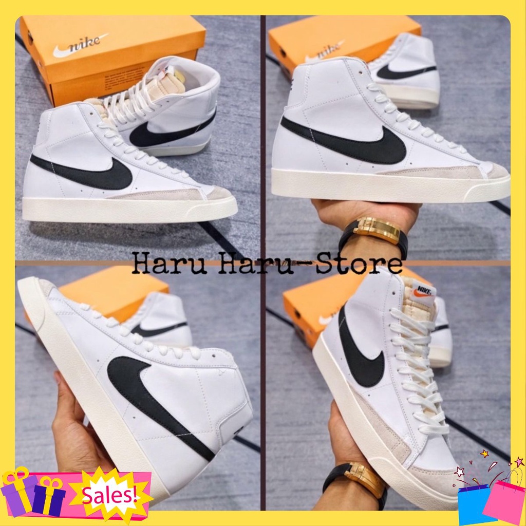 Giày Blazer Mid 77 Vintage, Chuẩn sc trung, phối màu đen trắng.