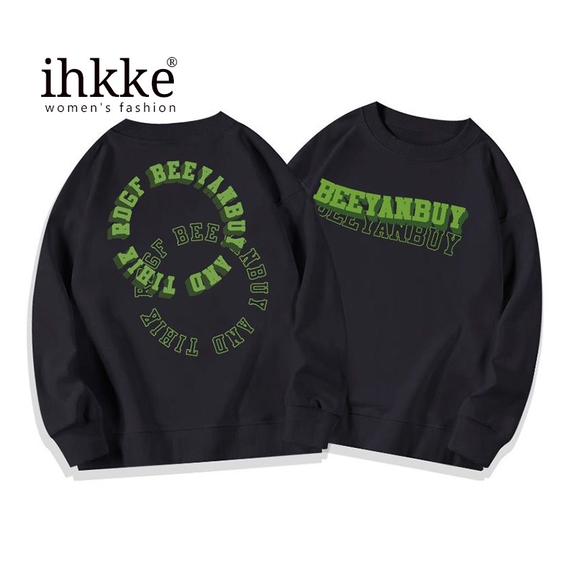 Áo sweater IHKKE dáng rộng phong cách retro Mỹ thời trang