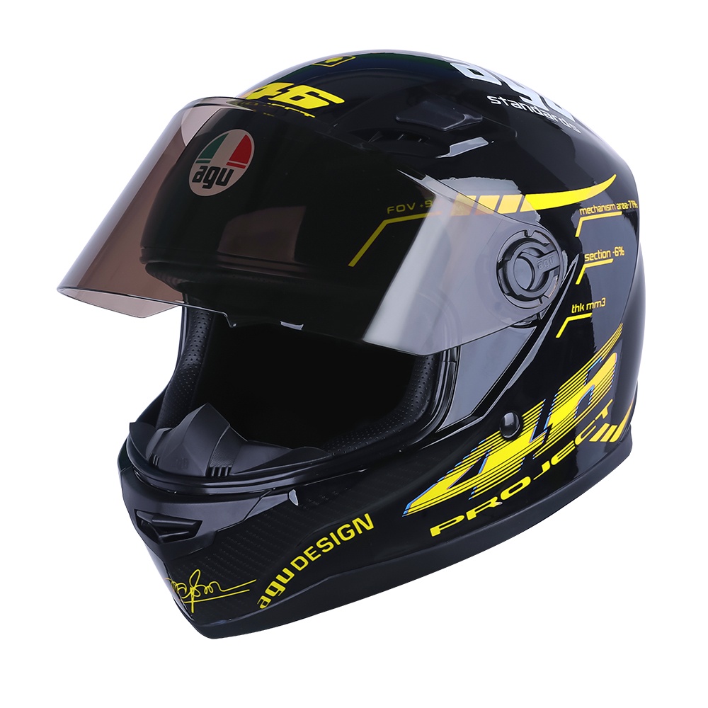 Nón bảo hiểm AGU fullface tem 46 vàng TẶNG kèm túi đựng a138v14