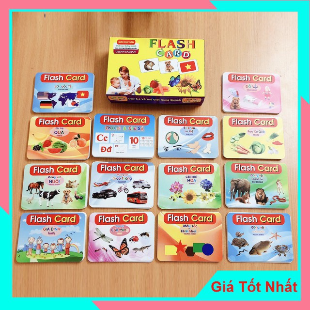Thẻ Học Thông Minh 15 Chủ Đề Song Ngữ Tiếng Anh Việt Flashcard Cho Bé Từ 0-6 Tuổi