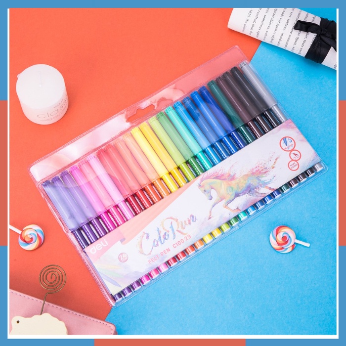 Bút lông màu, bút dạ màu Deli đẹp rẻ 12/18/24 MÀU- Mã C10003/C10013/C10023