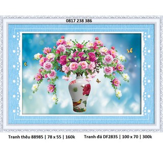 Tranh thêu chữ thập bình hoa 88985 (KT: 88 x 35 cm)