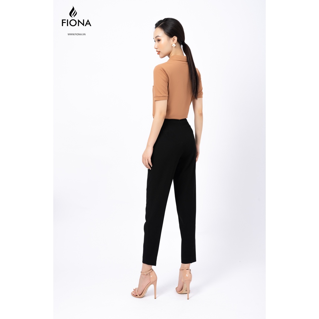 Quần Công Sở Baggy Nữ Lưng Cao FIONA, Quần Nữ Tôn Dáng, Thanh Lịch Trẻ Trung kẹp dây trang trí mặt trước F351324