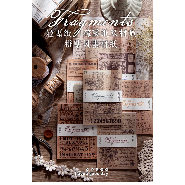 Set 30 giấy dán phong cách vintage trang trí sổ lưu niệm/tạp chí/đồ dùng học tập DIY