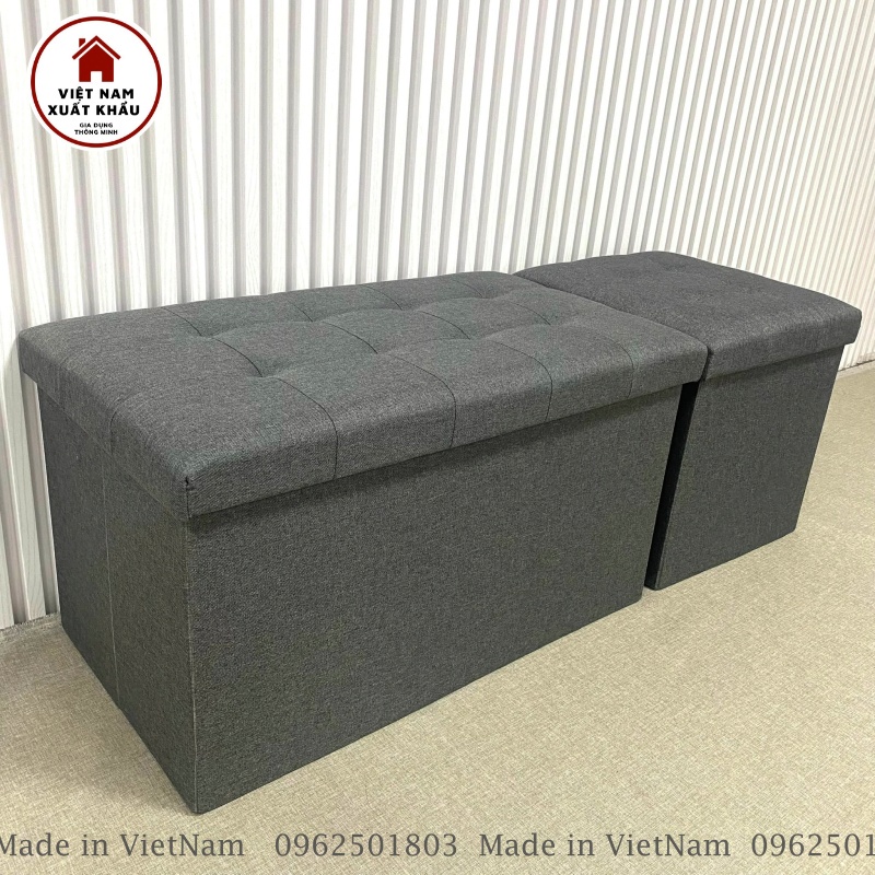 Bộ Combo 2 Ghế Kiêm Thùng Đựng Đồ Size XL 70x39xcao40cm&amp;L 39x39xcao40cm Sang Trọng Chất Vải Oxford 600D