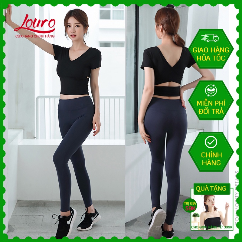 Bộ quần áo tập gym yoga nữ Louro SE90 có mút ngực vải thoáng mát co dãn 4 chiều nâng mông đồ tập gym yoga nữ tôn dáng