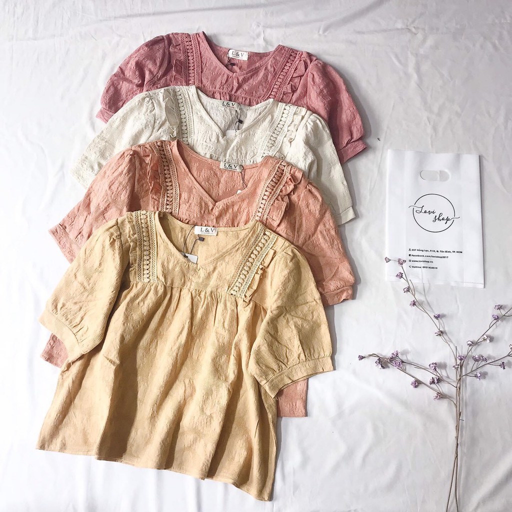 Áo xô thêu babydoll dễ thương Lovi