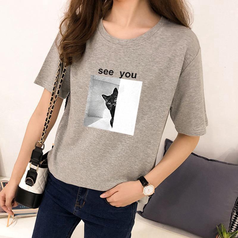 Áo thun form rộng cổ tròn ngắn tay kiểu Hàn Quốc cho nữ