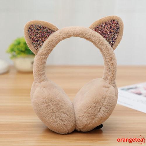 Chụp Tai Giữ Ấm Bằng Bông Hình Tai Mèo Dễ Thương